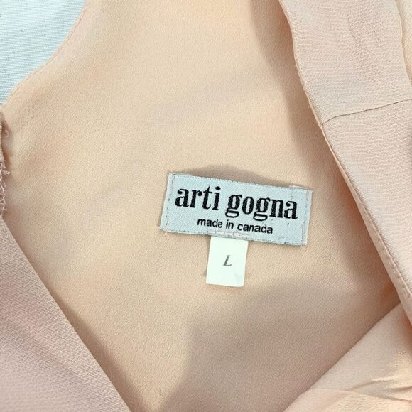 ARTI GOGNA SOFT DUSTY PINK SIDE SLIT SLEEVELESS MARIA GOWN - L - Picture 6 of 7